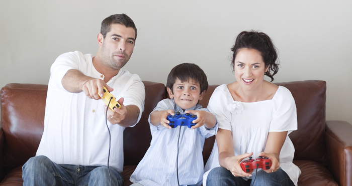 A family playing video games